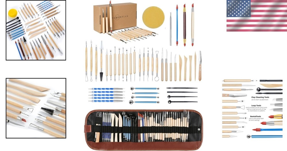 44-Piece Pottery Tools Set with Carrying Case