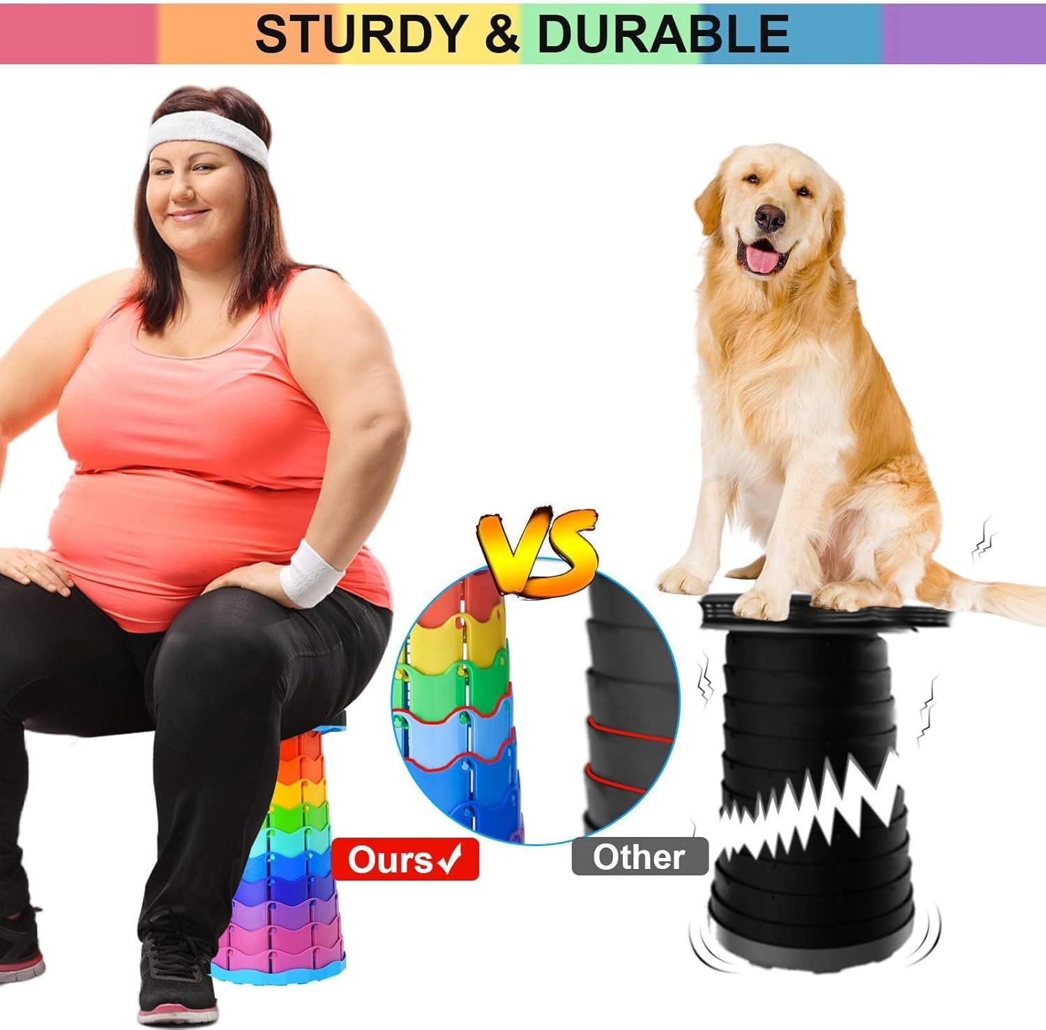 1 PCS Upgraded Foldable Stool Thickened Portable Collapsible Stool (COLORFUL)