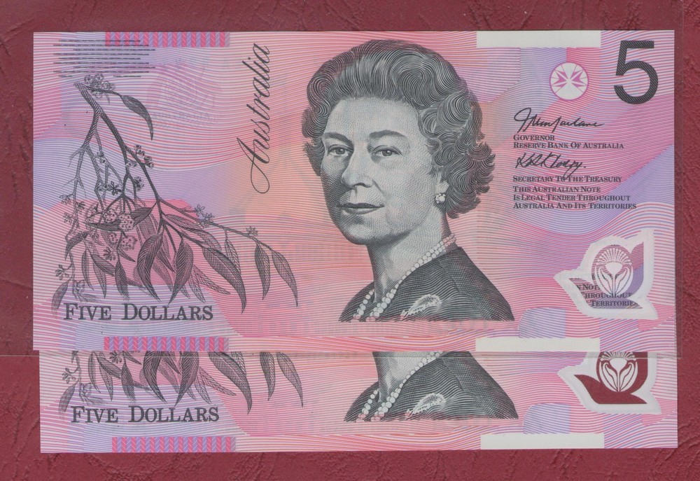 AUSTRALIAN BANKNOTE $5 Five Dollars 2002 LAST PREFIX EA02 UNC