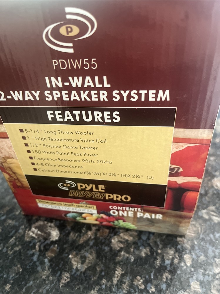 Pyle 5.25in Two-Way In-Wall Speaker System PDIW55