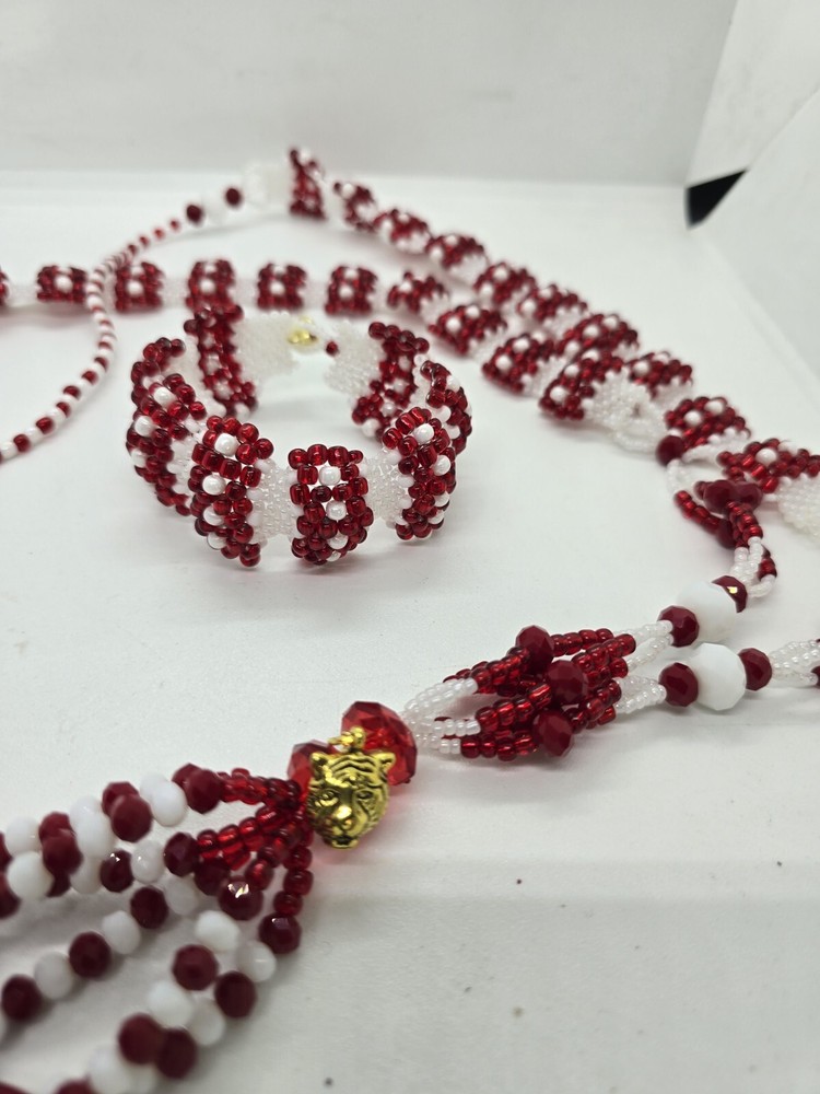 Set de collar e idde orisha Chango Deluxe Tejido