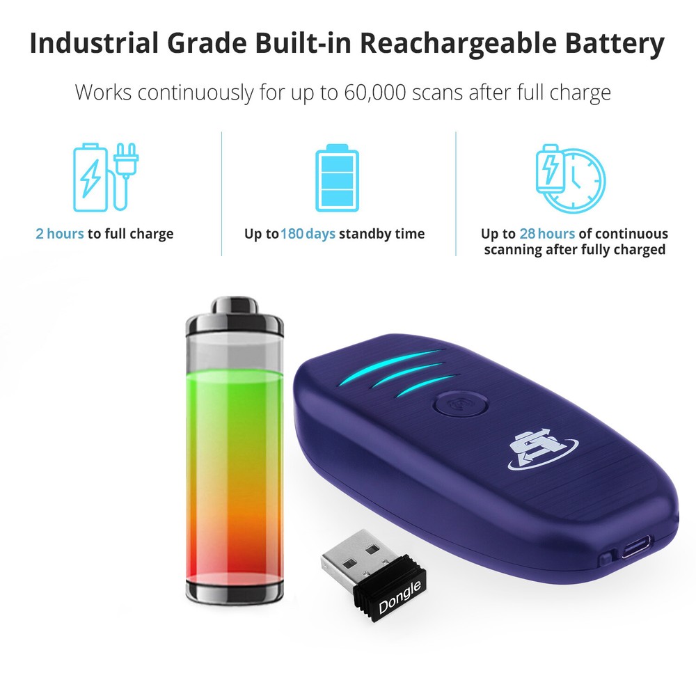 Portable Mini Wireless Bluetooth Barcode Scanner Rechargeable 1D EAN-UPC Reader