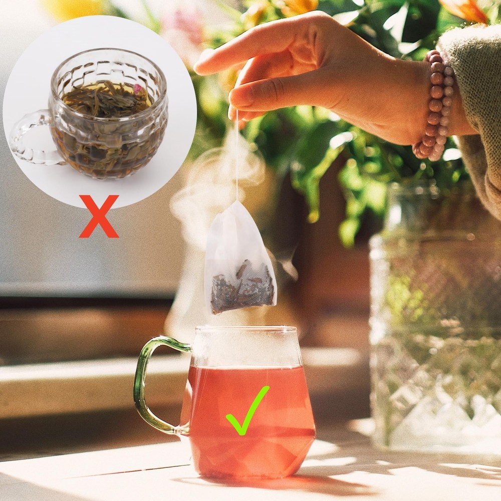 200 Pcs Disposable Tea Filter Bags Empty Drawstring Teabags for Loose Leaf Tea