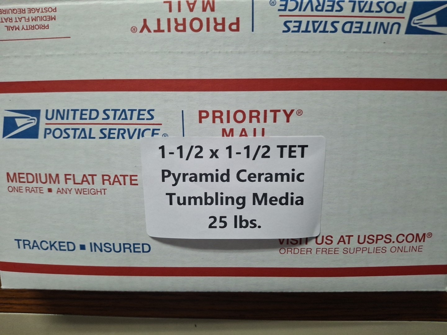 1-1/2 x 1-1/2 TET Pyramid Ceramic Vibratory Tumbling Media 25 LBS