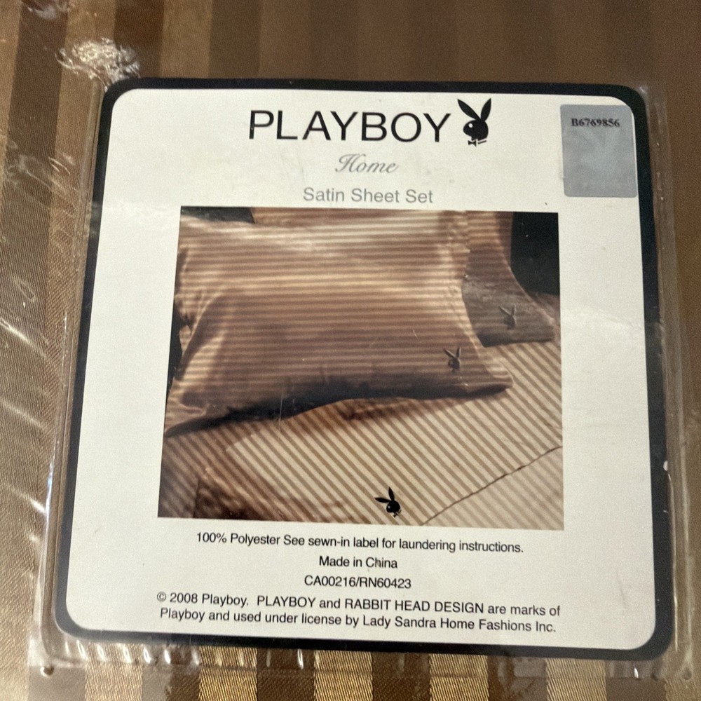 Playboy Sating Sheet Set Gold With Stripes