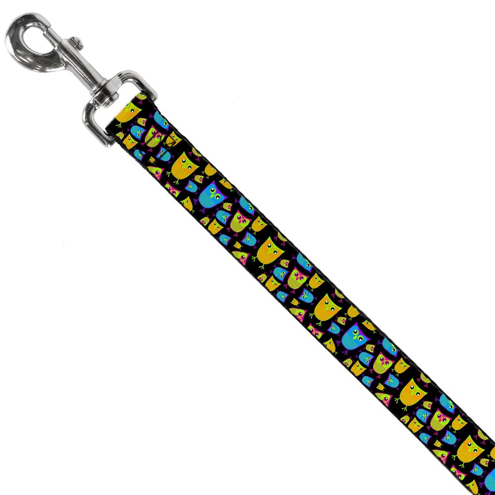 Dog Leash Owls Black/Multi Neon