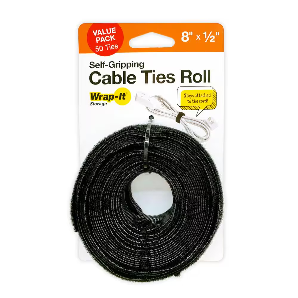 8 In. Self-Gripping Cable Ties Roll (50-Pack)