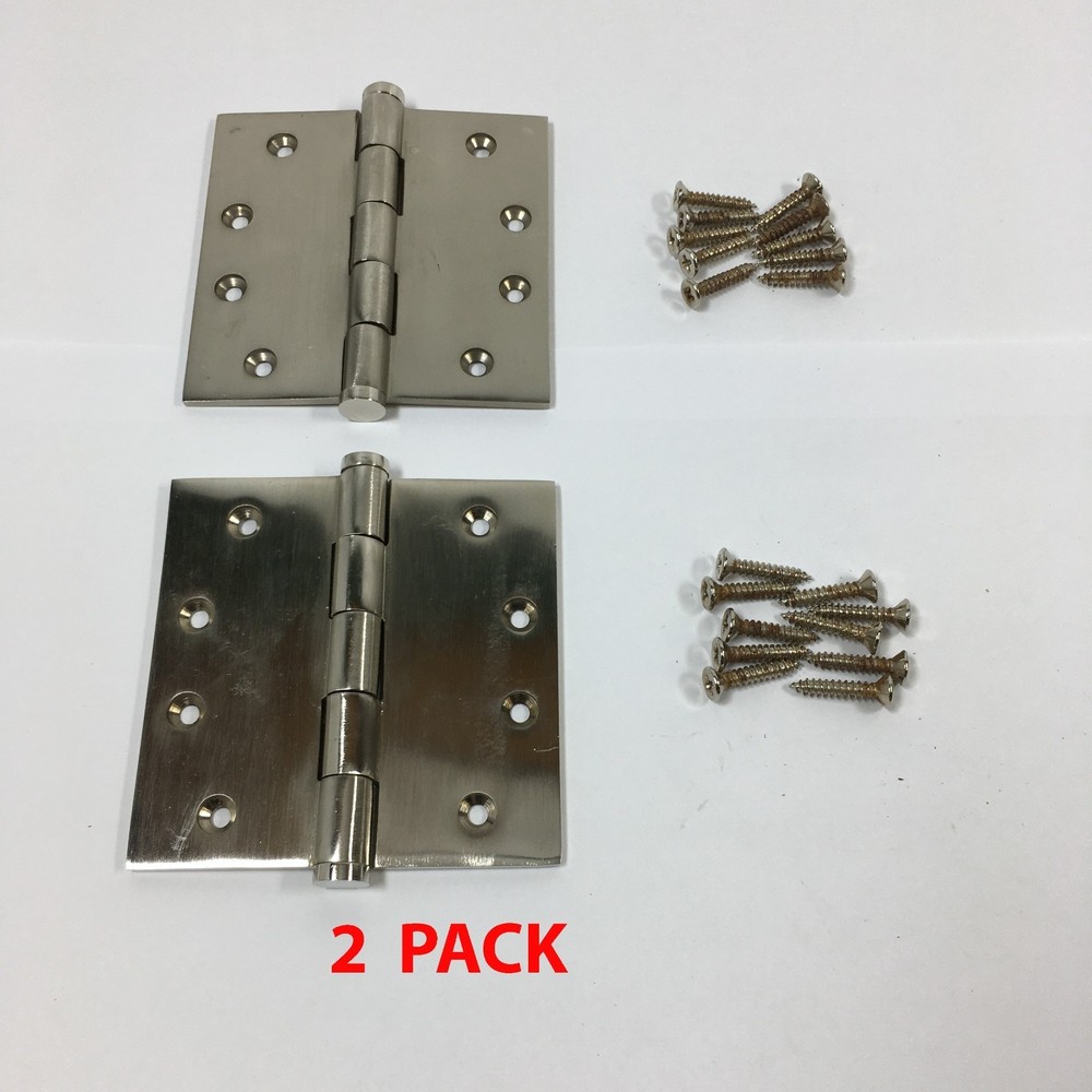 4" Solid Brass Mortise Hinge - Brushed Nickel (2 Pack)