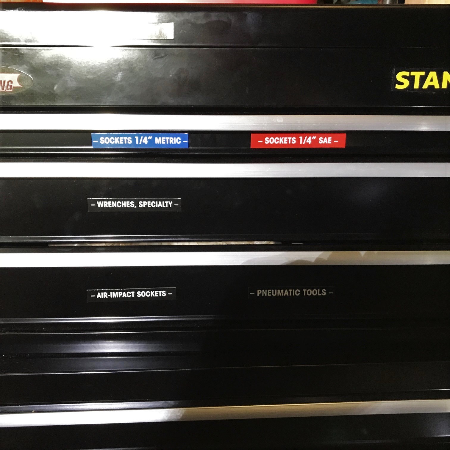 Magnetic TOOLBOX LABELS for all metal tool boxes 30 pieces color coded USA ship