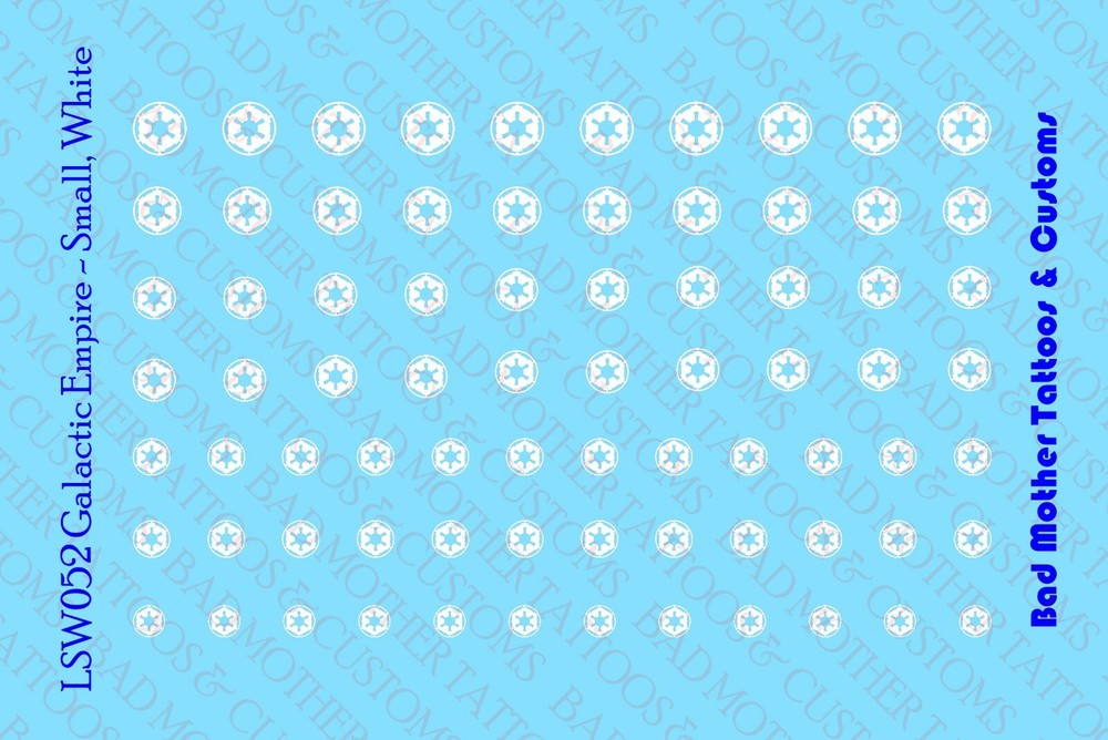 Star Wars Small White Galactic Empire Logo Waterslide Decals for action figures