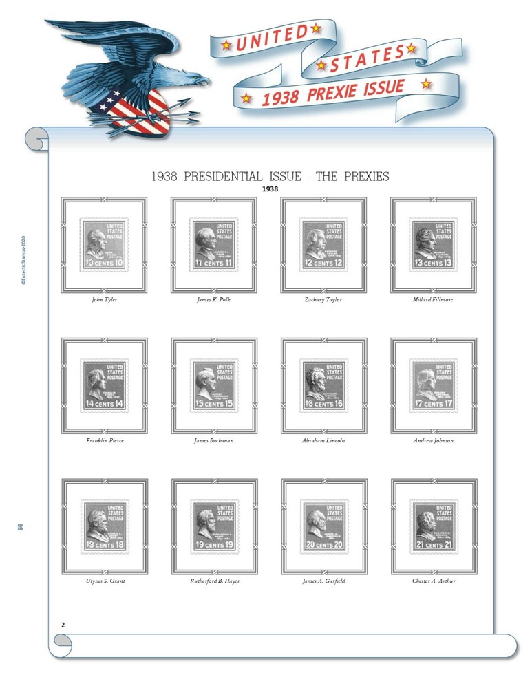 1938 U.S. Prexie Issue Supplement (White Ace Alternative)