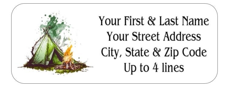 150 Campfire Camping Tent Camp Fire Mailing Return Address Labels Personalized