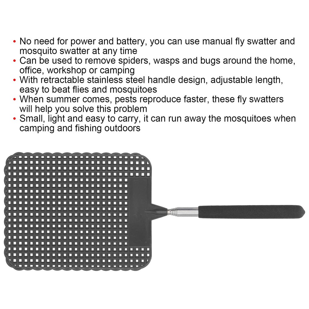 Telescopic Fly Swatter, Retractable Extendable Plastic Flyswatter Light...