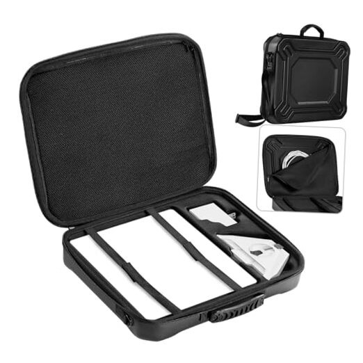 Starlink Mini Case-Durable PU Case with Custom Grooves Shoulder Strap & Handle