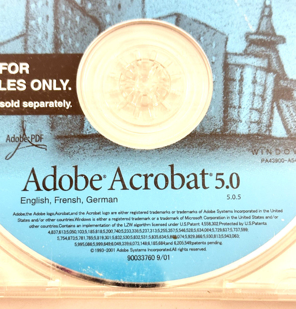 Adobe Acrobat 5.0 For Windows 95/98/XP CD-ROM w/ Serial Tested Genuine