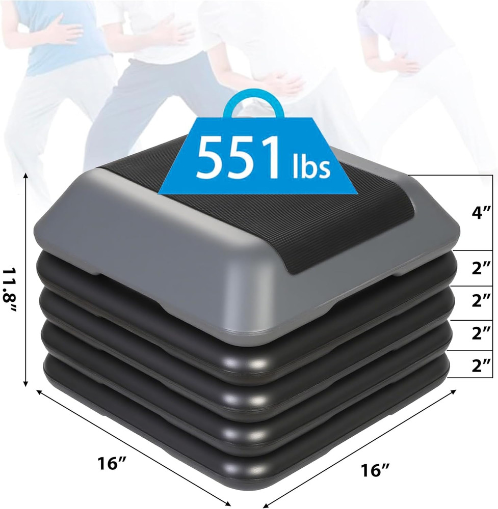 Smartxchoices 16 Inch Adjustable Aerobic Stepper Exercise Workout Step Platform