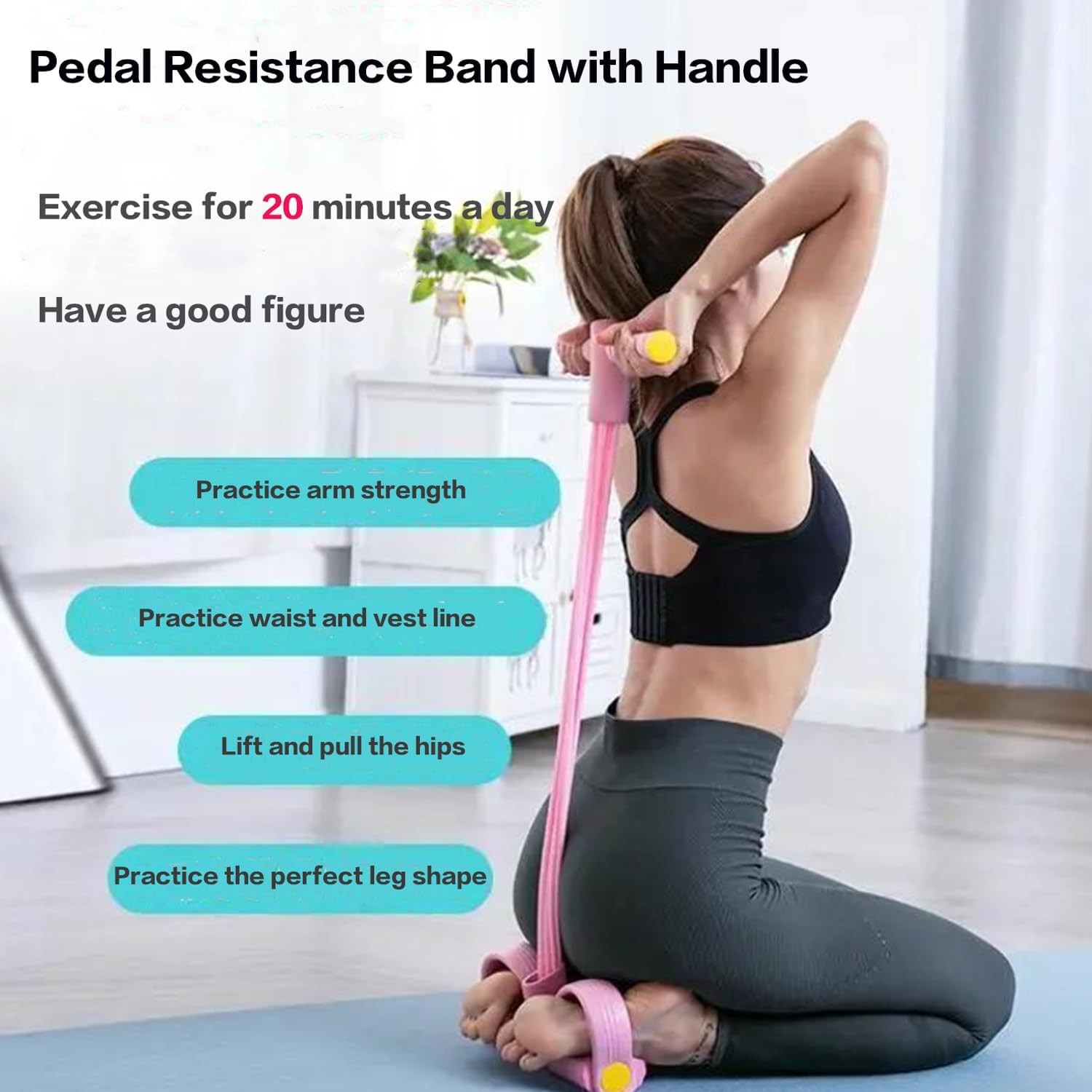 6 Tube Pedal Resistance Device,Exercise Bands with Handles,Pedal Resistance Band