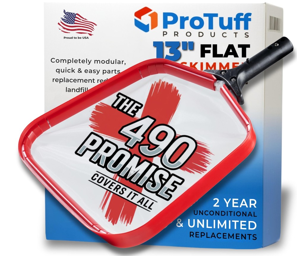 ProTuff Flat Pool Skimmer Net – 2 Year Unconditional – Heavy-Duty Flat Net, F...