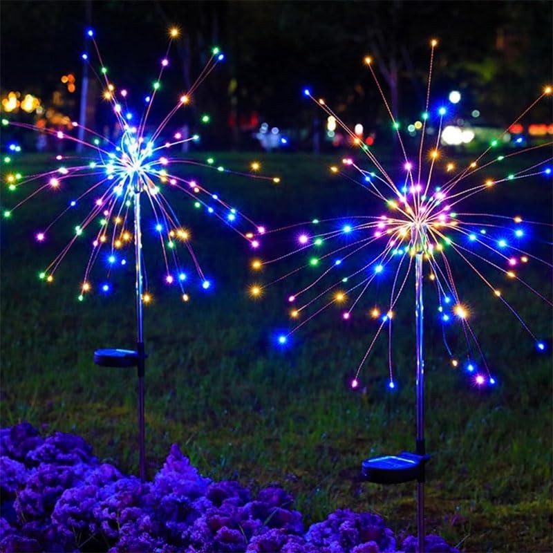 colcutee 2 Pack Solar Firework Lights Outdoor, Adjustable 2 Pack, Multicolor