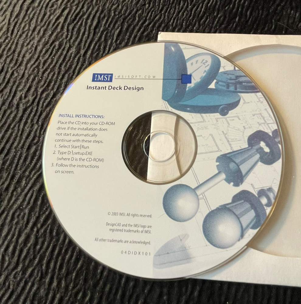 IMSI Instant Deck Design Software Disc Only Install Instructions 2003 CD IMSI