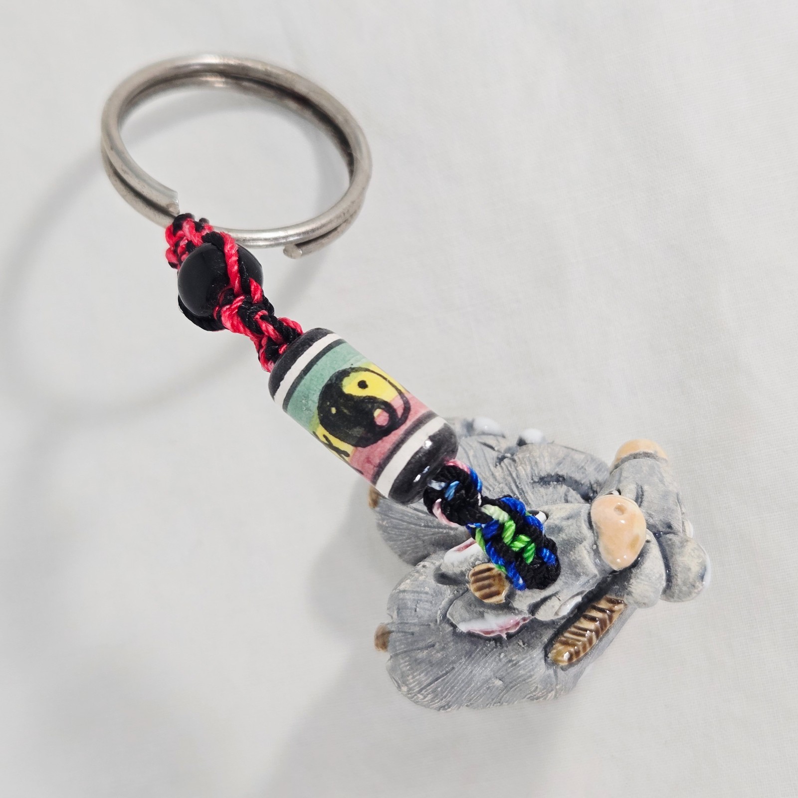 Vintage Handcrafted and Carved Soapstone Donkey Key Ring Peru Souvenir 1.5"