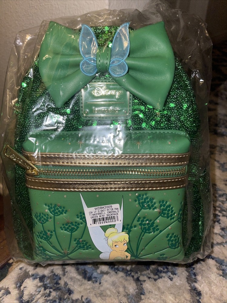 NWT Loungefly Tinker bell Green Sequin Mini Backpack