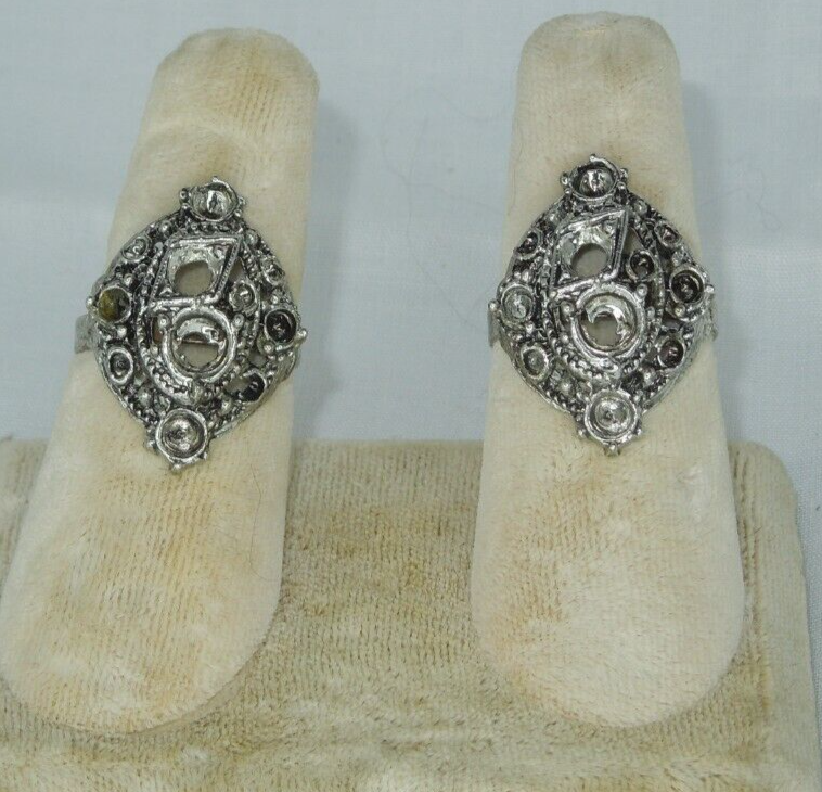 2 Ring Blanks Settings Cabochon Adjustable silver Plated Brass NEW 88V