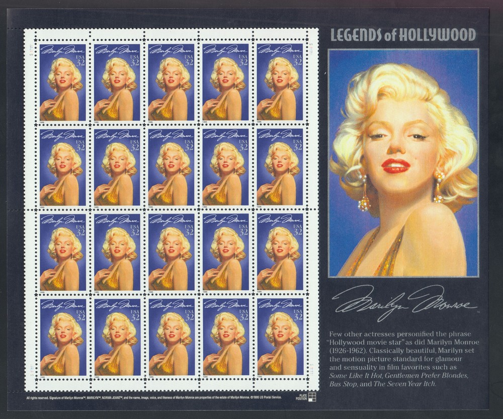 US Stamp Scott #2967 Marilyn Monroe Error Missing Star Perf VF NH