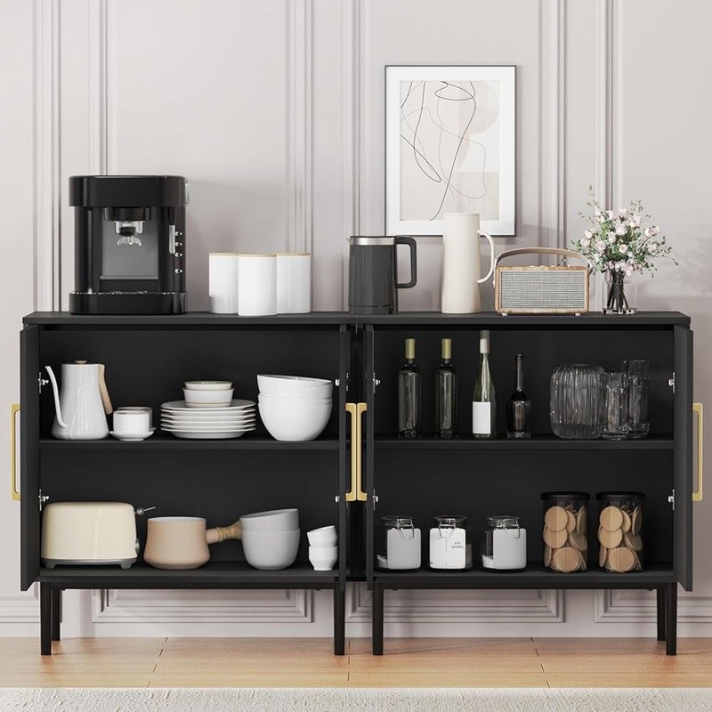 Durable MDF Sideboard Storage Cabinet Buffet Console Table W/ Metal Hinges New