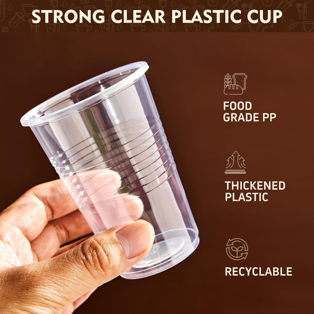 9 oz Plastic Cups, 500 Pack - Clear Disposable Drinking Water Cups for Cold B...