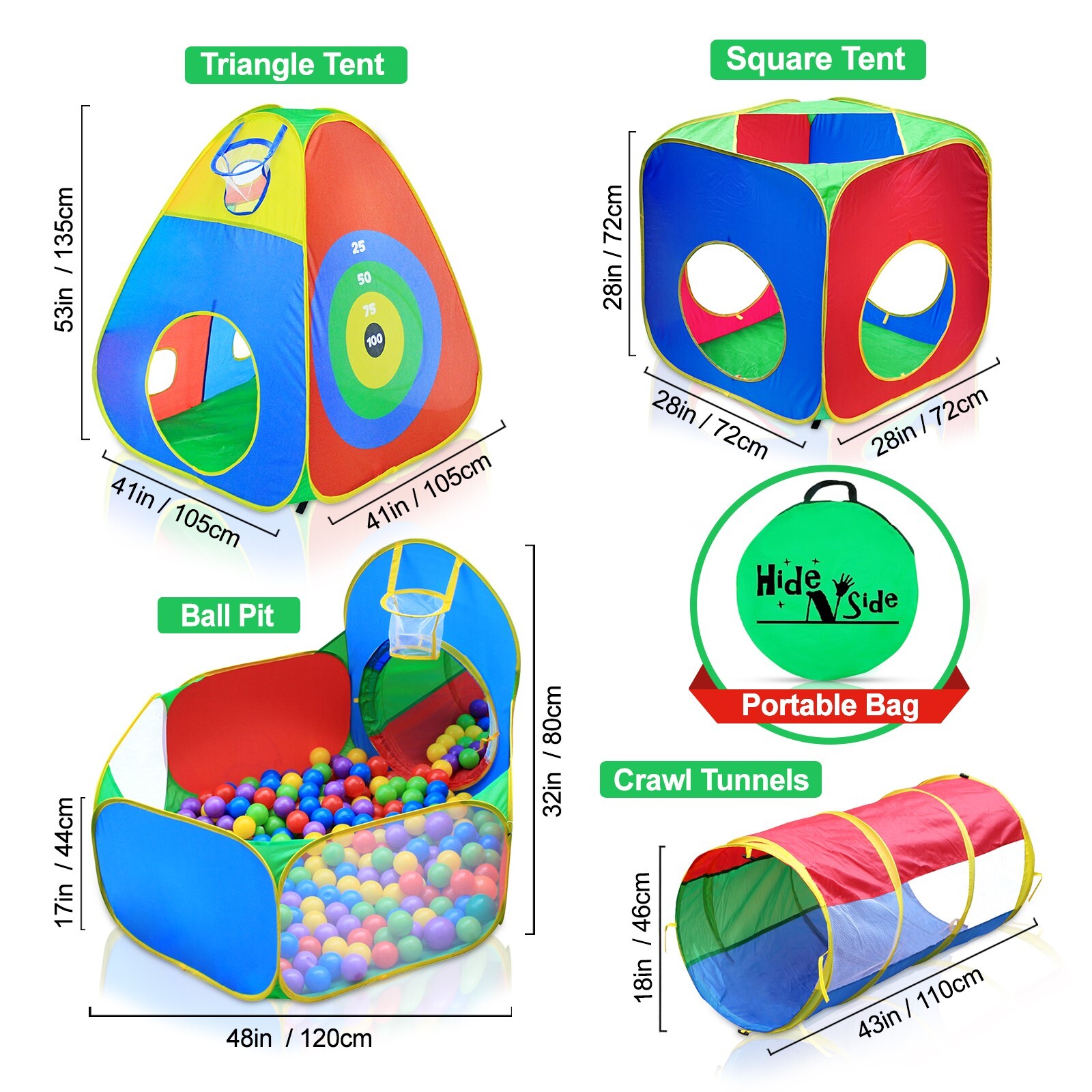 Gift for Toddler Boys & Girls, Ball Pit Play Tent & Tunnels for Kids FREE Ship!!