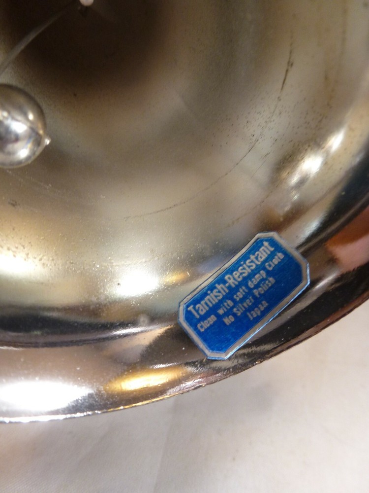 Vintage Silver-plate Wedding Bell - Figurative Lady Holding Double Ring JAPAN