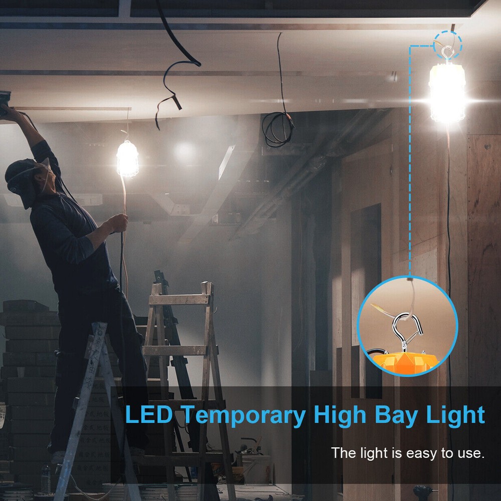100W LED Temporary Work Light Portable Garage Workroom Construction Lights 5000K