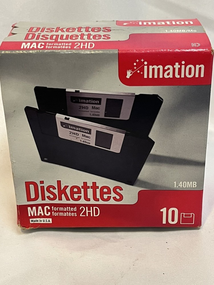 Imation Diskettes MAC 10 Disks Formatted 2HD 1.40 MB 3.5" Blank Media Sealed