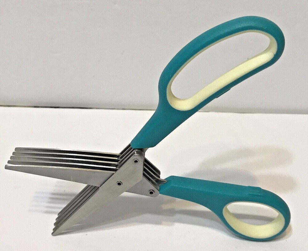 Stainless Steel Kitchen Knife 5 Five Layer Scissors Herb Spice Multiple Blade US