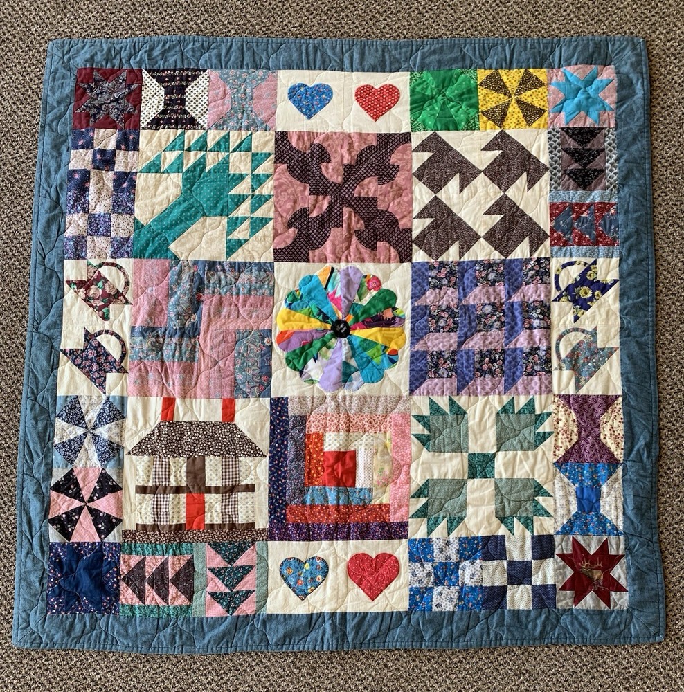 Handmade Quilt Throw / Wall Hanging /Drapery Panel 51x52” Signed + Dated 2002
