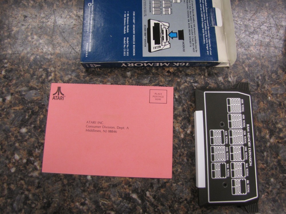 ATARI 16K MEMORY MODULE for ATARI 800 Complete in Box - EXCELLENT