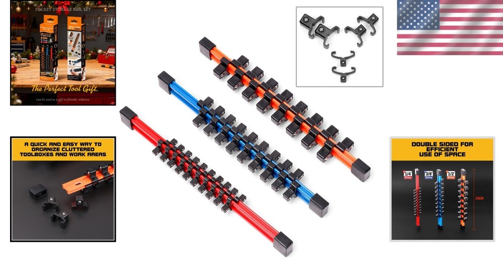 3-Piece Double-Sided Socket Holders - Efficiency for Every Toolbox