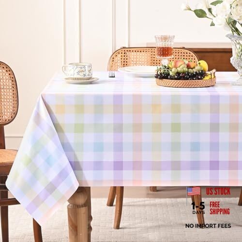 Easter Square Vinyl Tablecloth, Spring 100% 54" x 54" (Square) Rainbow