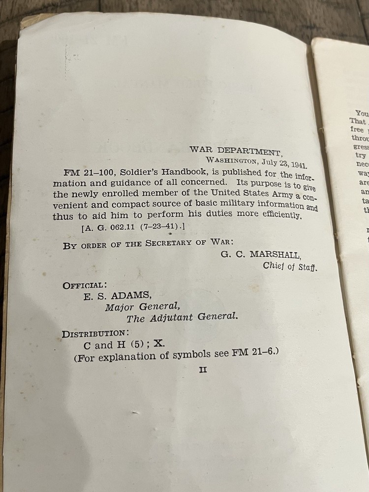 WW2 War Department Basic Field Manual Soldiers Handbook July 23, 1941 Ephemera