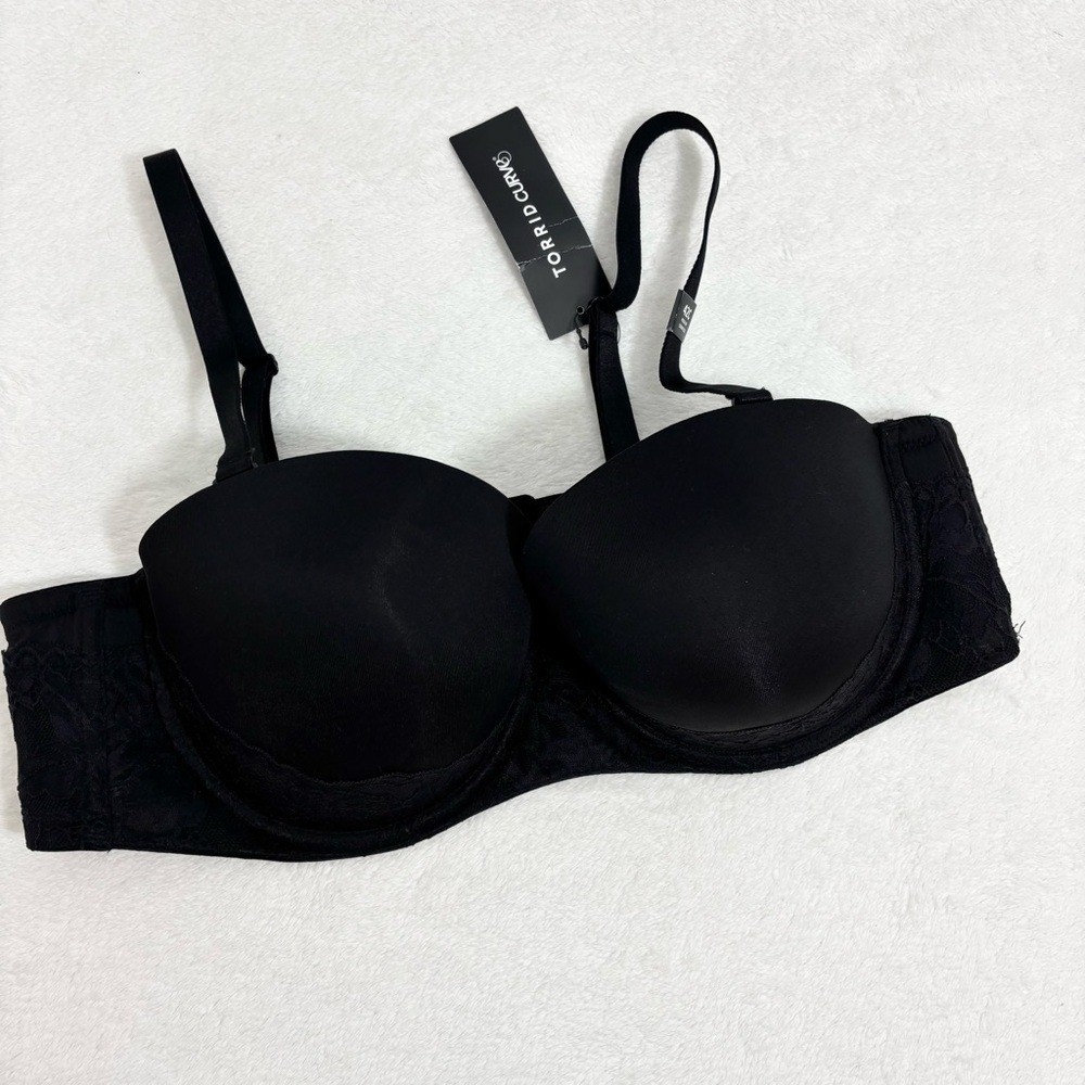 Torrid Push-Up Strapless Bra Black Lace Original Removeable Straps Size 42C