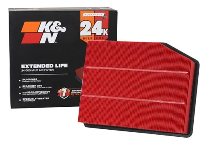 Engine Air Filter: Extended Life 24,000 Mile Replacement Air Filter: