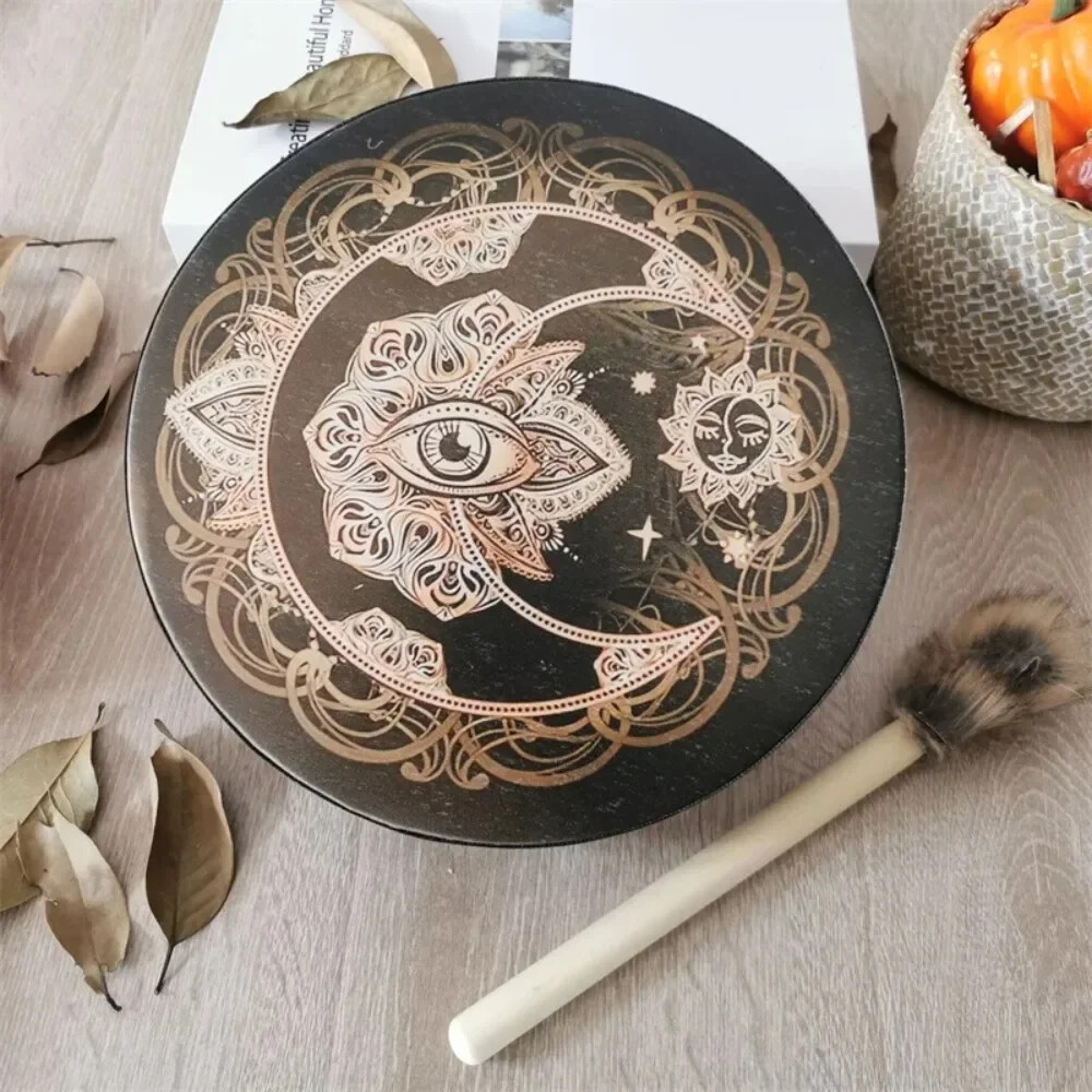 25cm Sound Healing Tool Drumhead Percussion Instrument Lunar Eclipse Shaman Drum