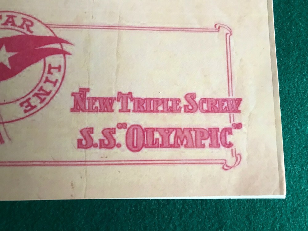 RMS OLYMPIC FIRST CLASS ACCOMMODATIONS BOOKLET 1911 REPLICA