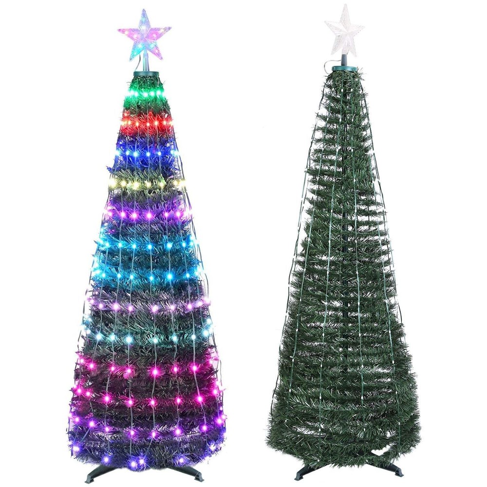 4.9FT 166Pcs LED Lights Collapsible Christmas Tree Light with Remote App Control