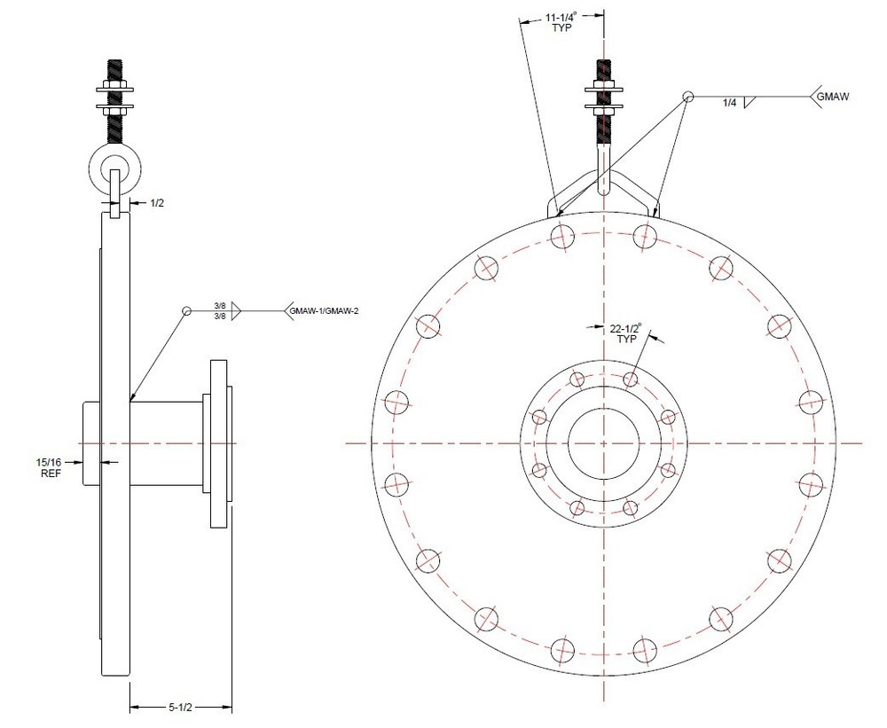 18" CLASS 150 BLIND FLANGE W 4" LAP FLANGE NOZZLE