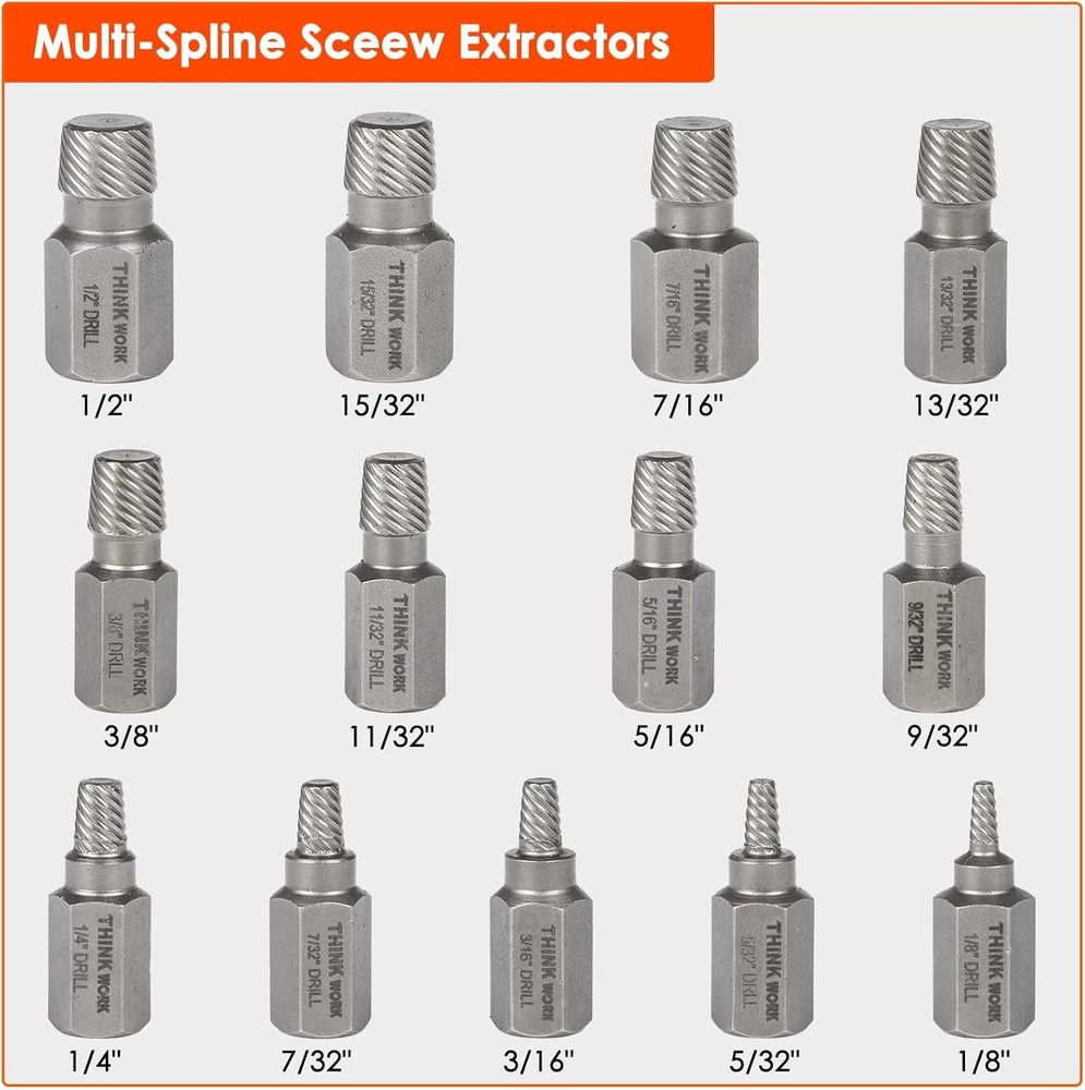 54PCS Easy Out Screw Extractor Set,Lug Nut Removal Tool with Left Hand Drill Bit