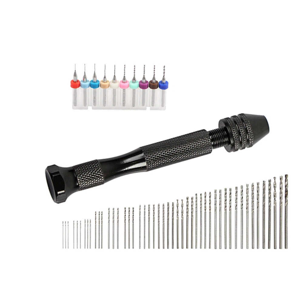 59 Pcs Precision Pin Vise Tools Mini Micro Hand Twist Drill Bits Set Rotary Kit