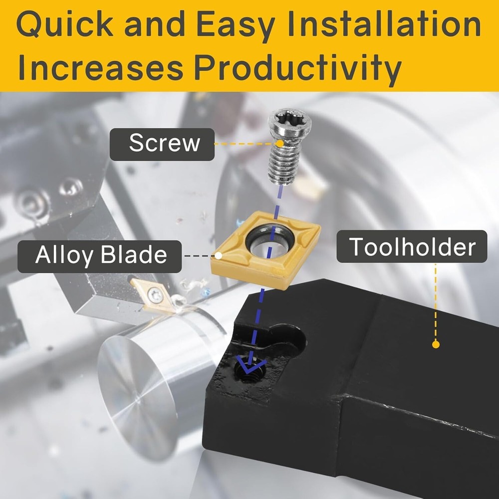 Versatile 21-Pc Indexable Lathe Tool Kit with Shock-Proof Holders & Inserts