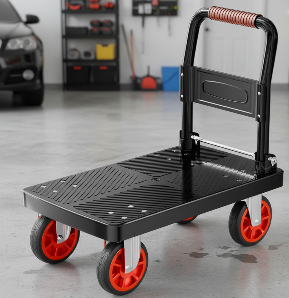 Heavy Duty Folding Platform Cart-350/660/820 lb-Flatbed Hand Truck with Strap